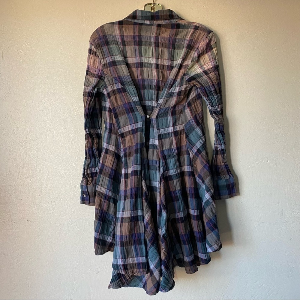 Plaid tunic button down jewel tone Aratta silent journey Anthropologie small - Picture 5 of 8
